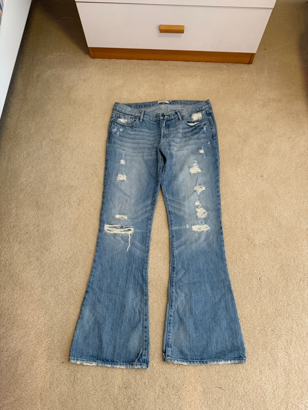 Vintage Distressed Low Rise Flare Jeans